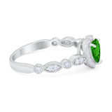 Art Deco Heart Promise Wedding Ring Simulated Cubic Zirconia 925 Sterling Silver