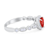Art Deco Heart Promise Wedding Ring Simulated Cubic Zirconia 925 Sterling Silver