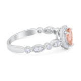 Art Deco Heart Promise Wedding Ring Simulated Cubic Zirconia 925 Sterling Silver