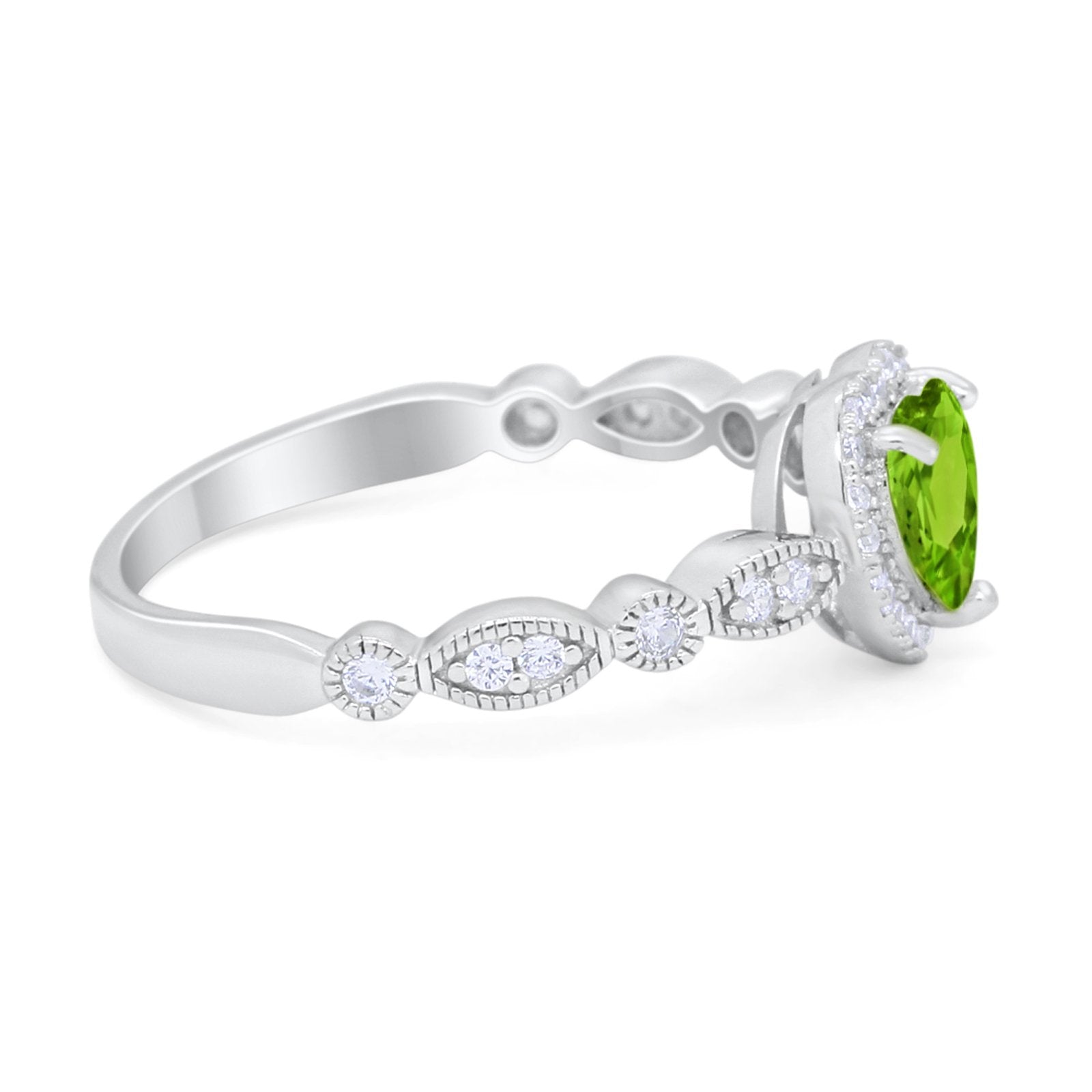 Art Deco Heart Promise Wedding Ring Simulated Cubic Zirconia 925 Sterling Silver
