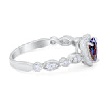 Art Deco Heart Promise Wedding Ring Simulated Cubic Zirconia 925 Sterling Silver