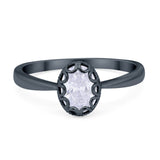 Solitaire Art Deco Wedding Engagement Ring Oval Cubic Zirconia 925 Sterling Silver