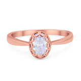 Solitaire Art Deco Wedding Engagement Ring Oval Cubic Zirconia 925 Sterling Silver