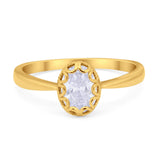 Solitaire Art Deco Wedding Engagement Ring Oval Cubic Zirconia 925 Sterling Silver