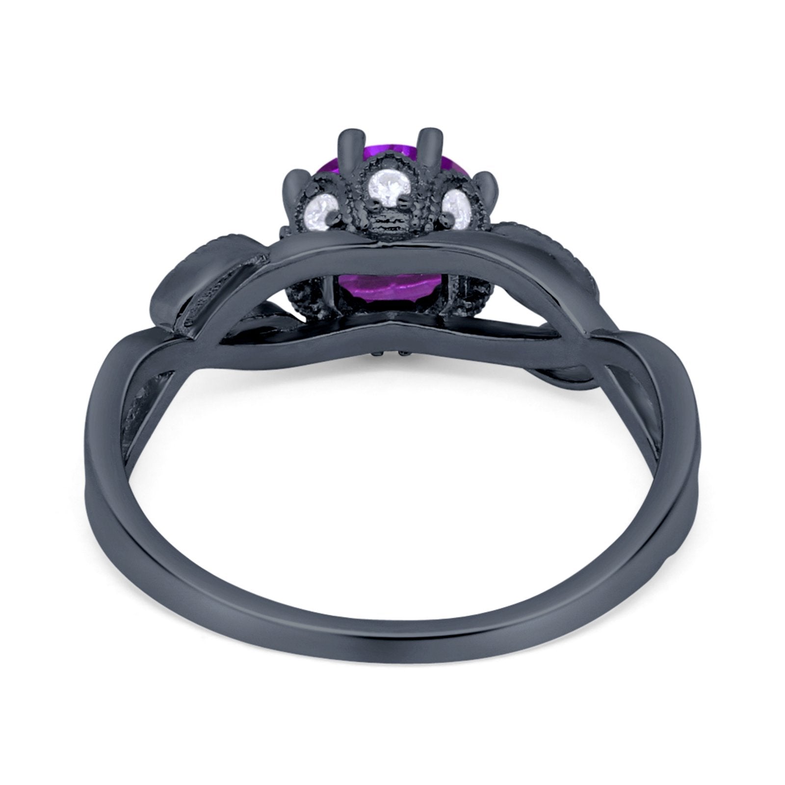 Floral Infnity Shank Engaement Ring Round Cubic Zirconia 925 Sterling Silver (7mm)