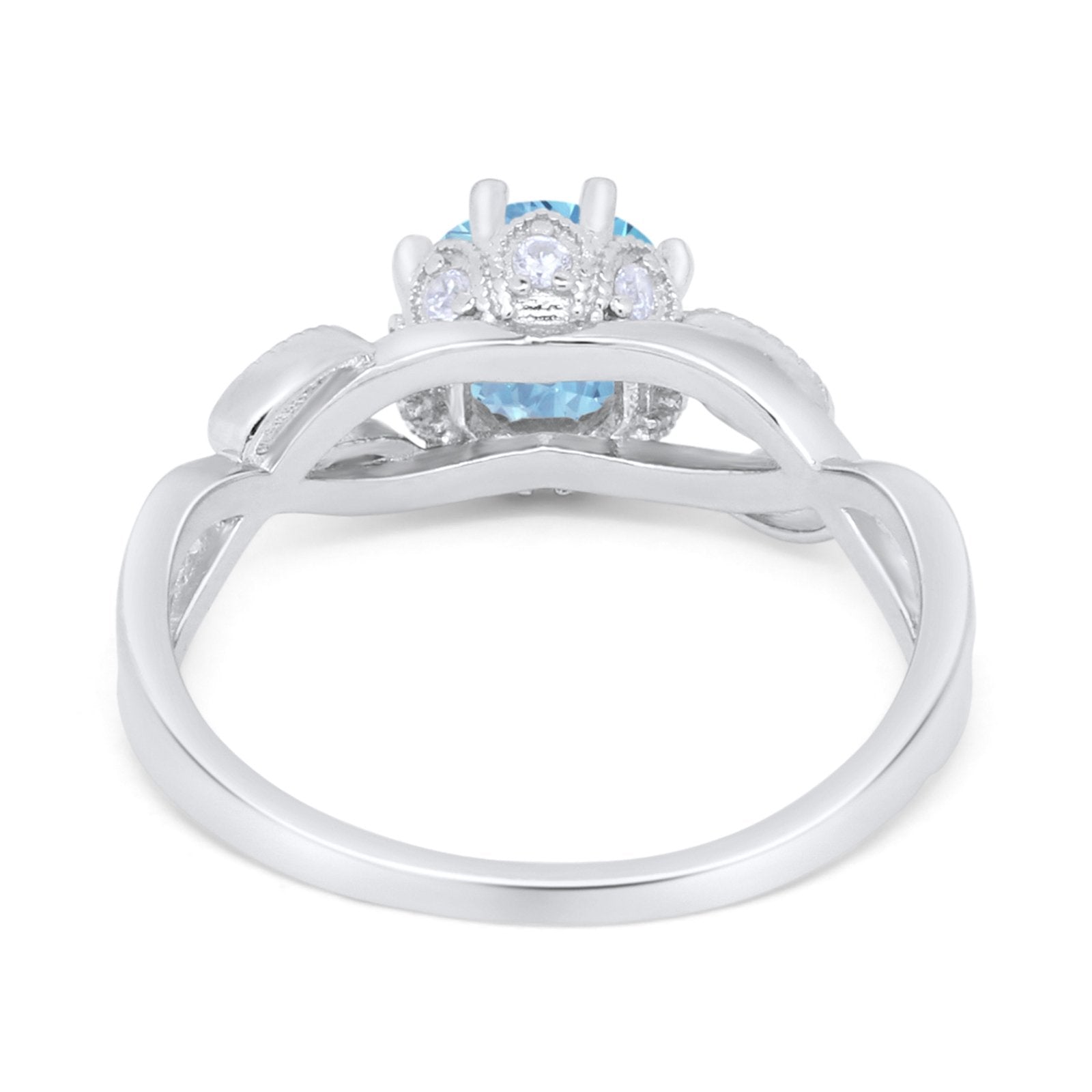 Floral Infnity Shank Wedding Engaement Ring Round Cubic Zirconia 925 Sterling Silver