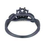 Floral Infnity Shank Engaement Ring Round Cubic Zirconia 925 Sterling Silver (7mm)