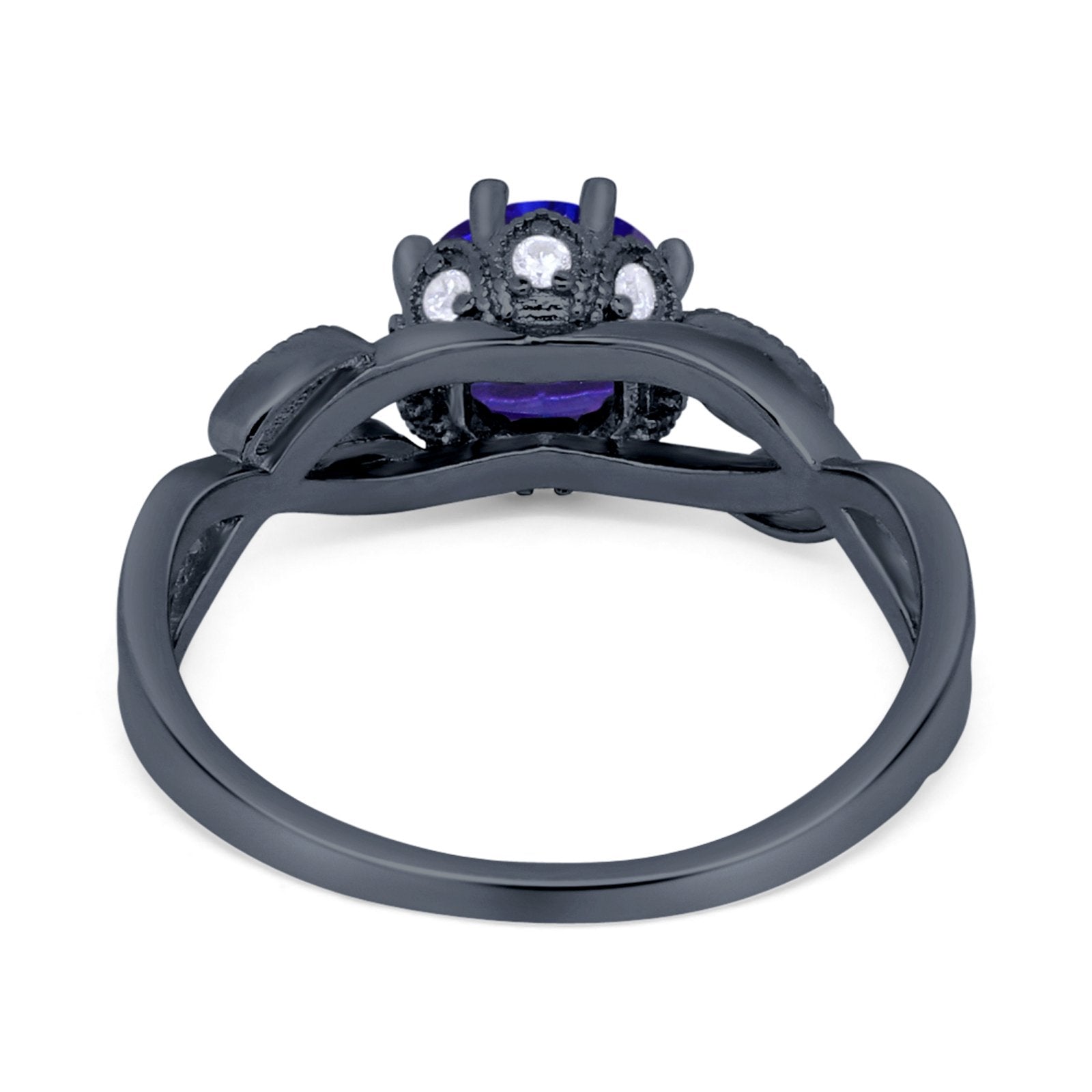 Floral Infnity Shank Engaement Ring Round Cubic Zirconia 925 Sterling Silver (7mm)