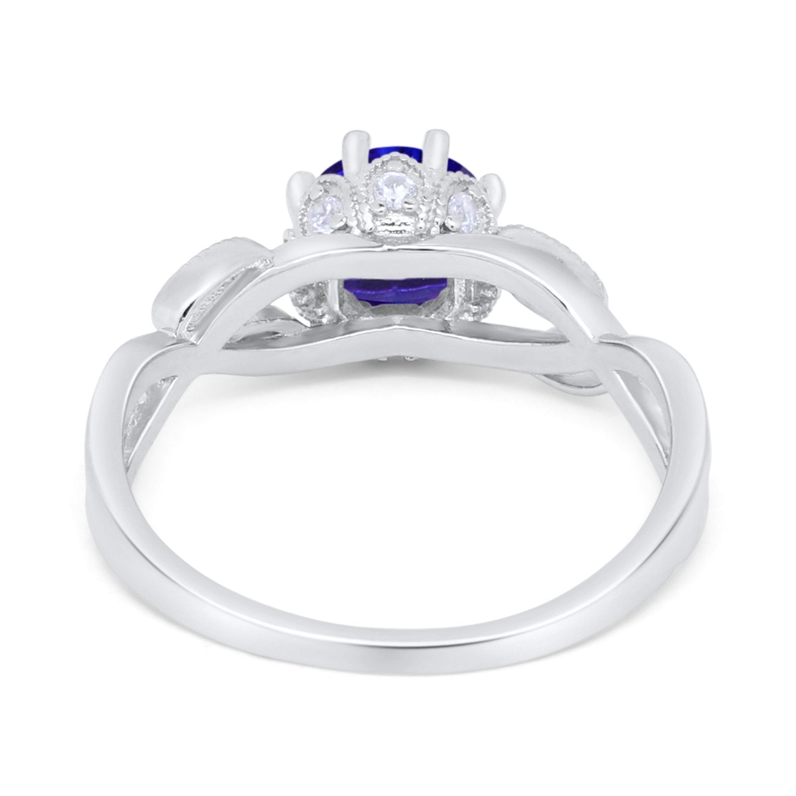 Floral Infnity Shank Wedding Engaement Ring Round Cubic Zirconia 925 Sterling Silver