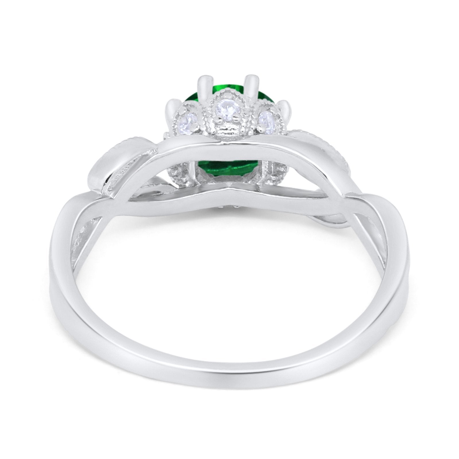 Floral Infnity Shank Wedding Engaement Ring Round Cubic Zirconia 925 Sterling Silver