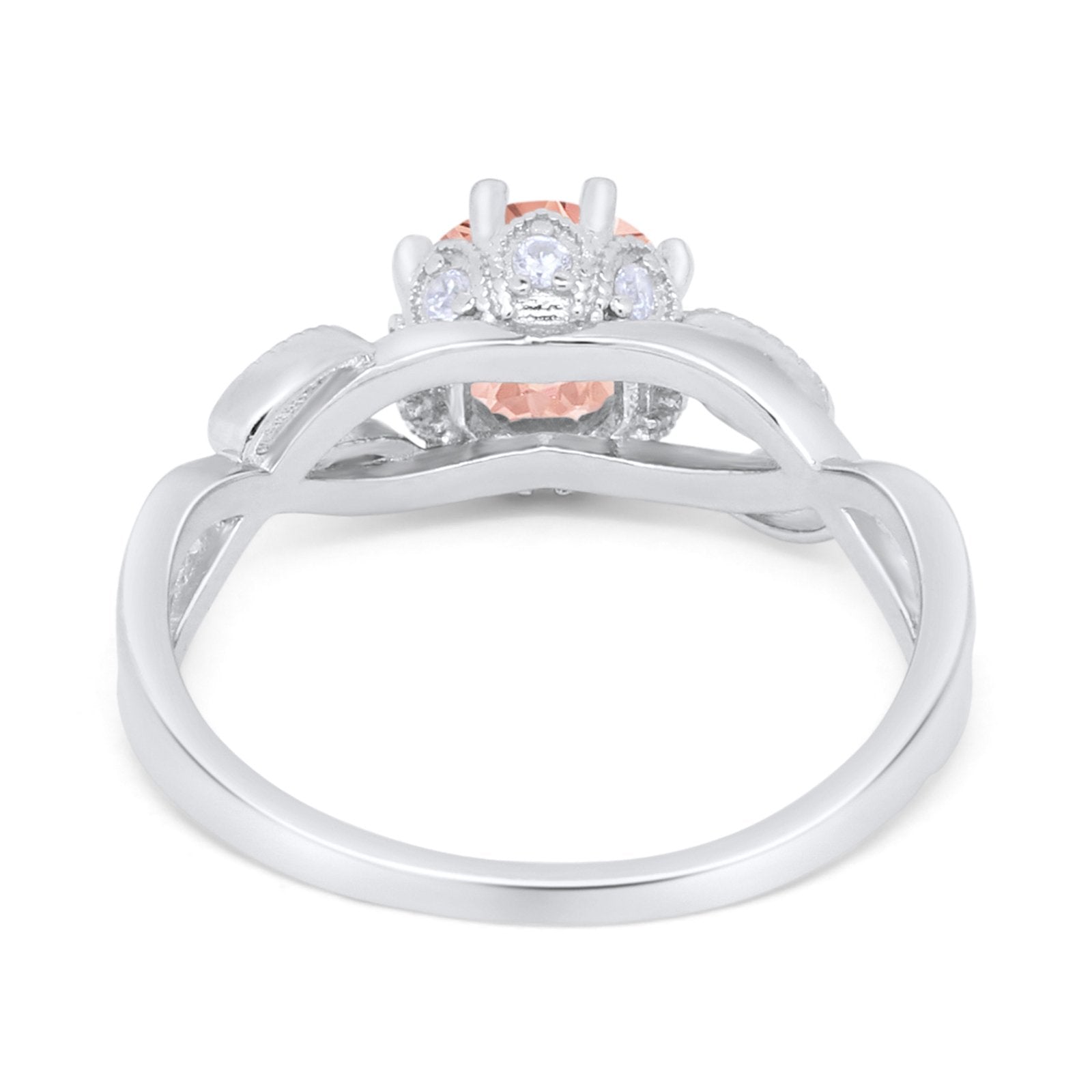 Floral Infnity Shank Wedding Engaement Ring Round Cubic Zirconia 925 Sterling Silver