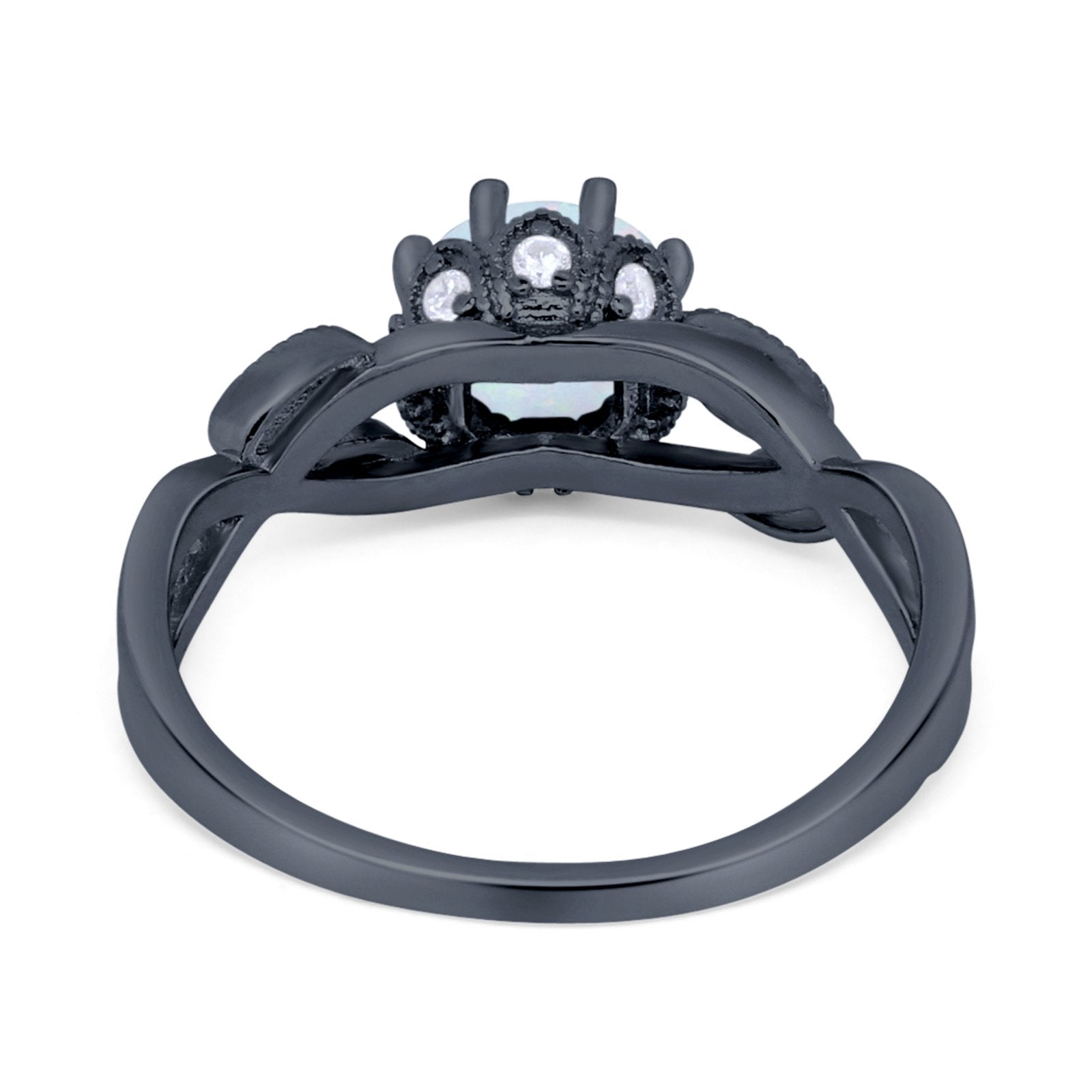 Floral Infnity Shank Engaement Ring Round Cubic Zirconia 925 Sterling Silver (7mm)
