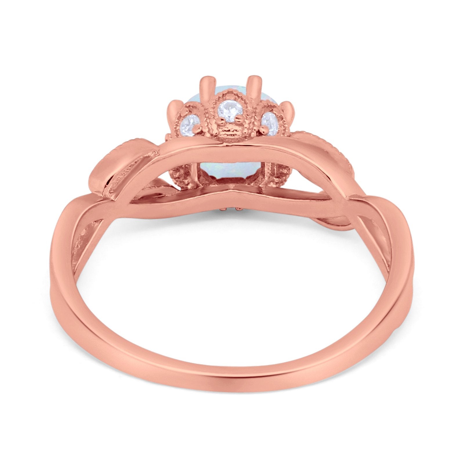 Floral Infnity Shank Engaement Ring Round Cubic Zirconia 925 Sterling Silver (7mm)