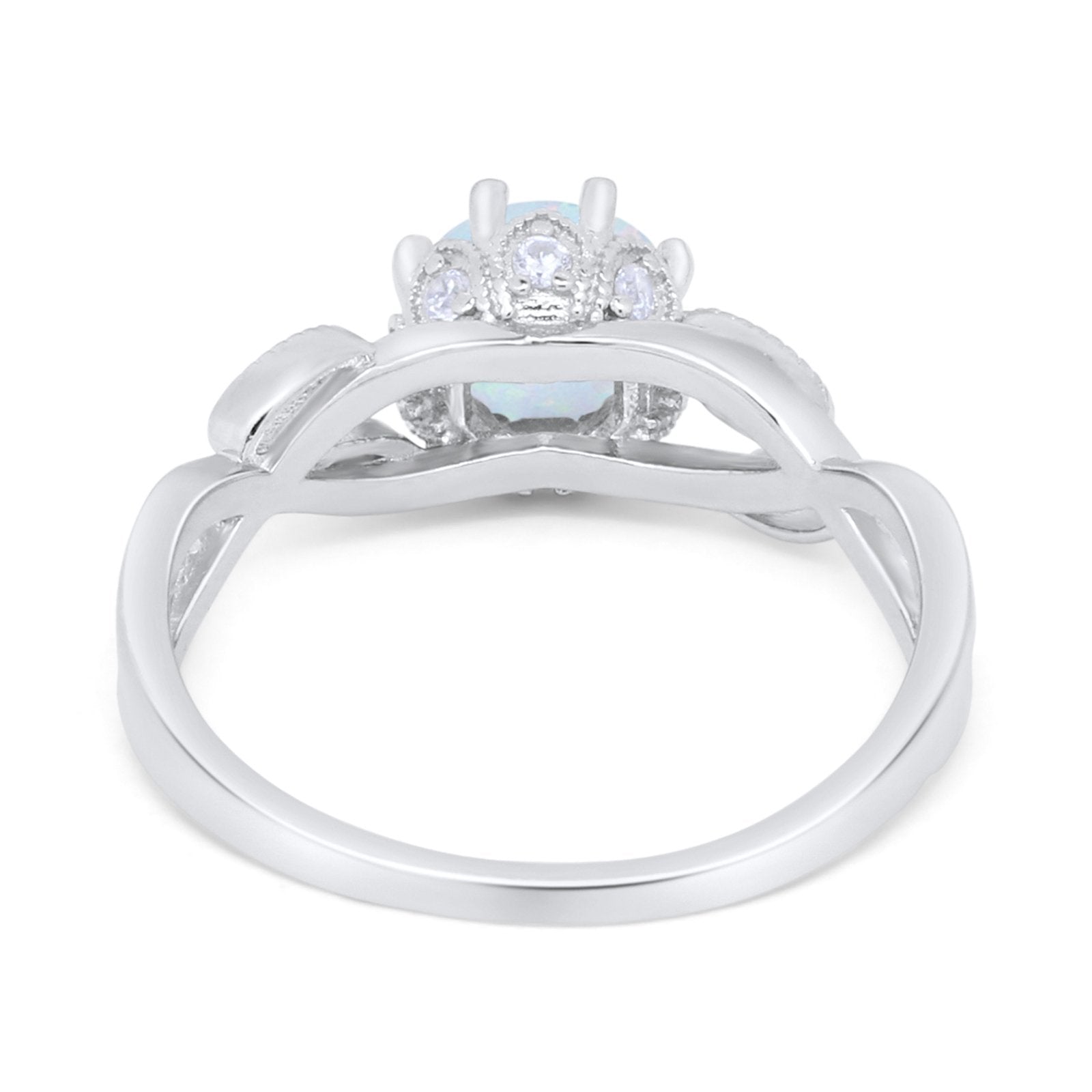 Floral Infnity Shank Wedding Engaement Ring Round Cubic Zirconia 925 Sterling Silver