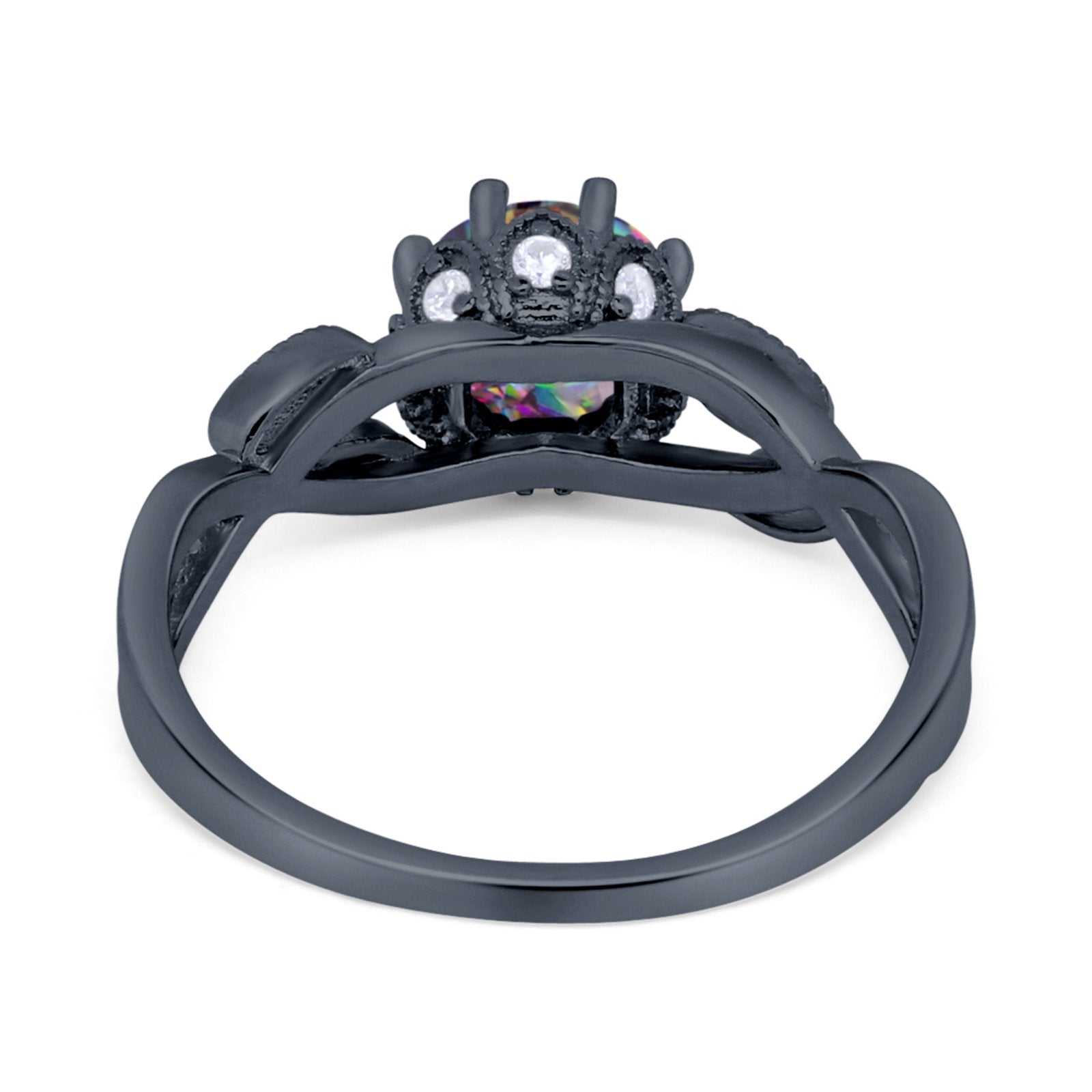 Floral Infnity Shank Engaement Ring Round Cubic Zirconia 925 Sterling Silver (7mm)