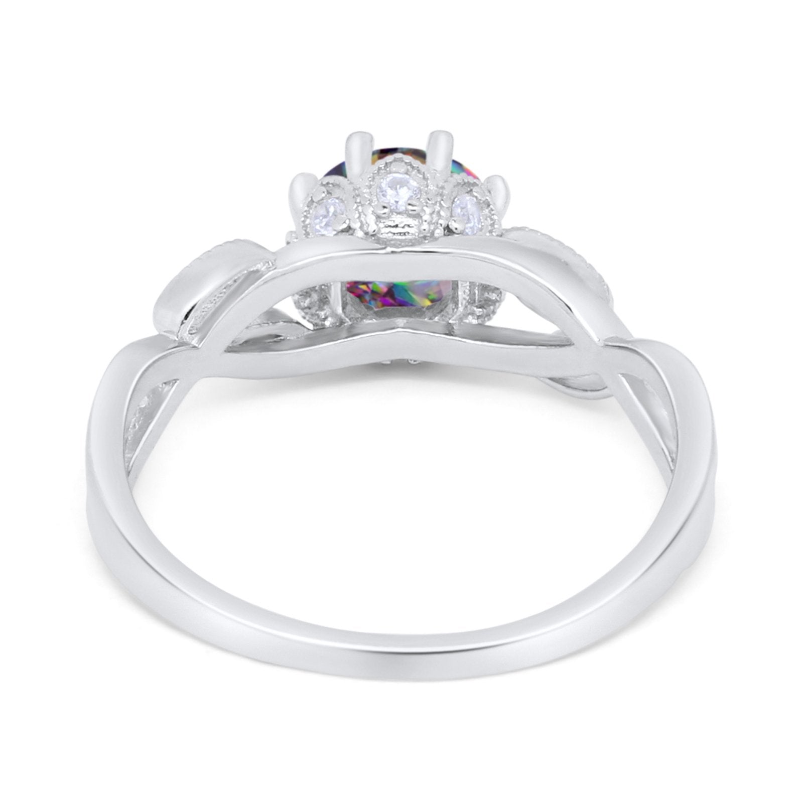 Floral Infnity Shank Wedding Engaement Ring Round Cubic Zirconia 925 Sterling Silver