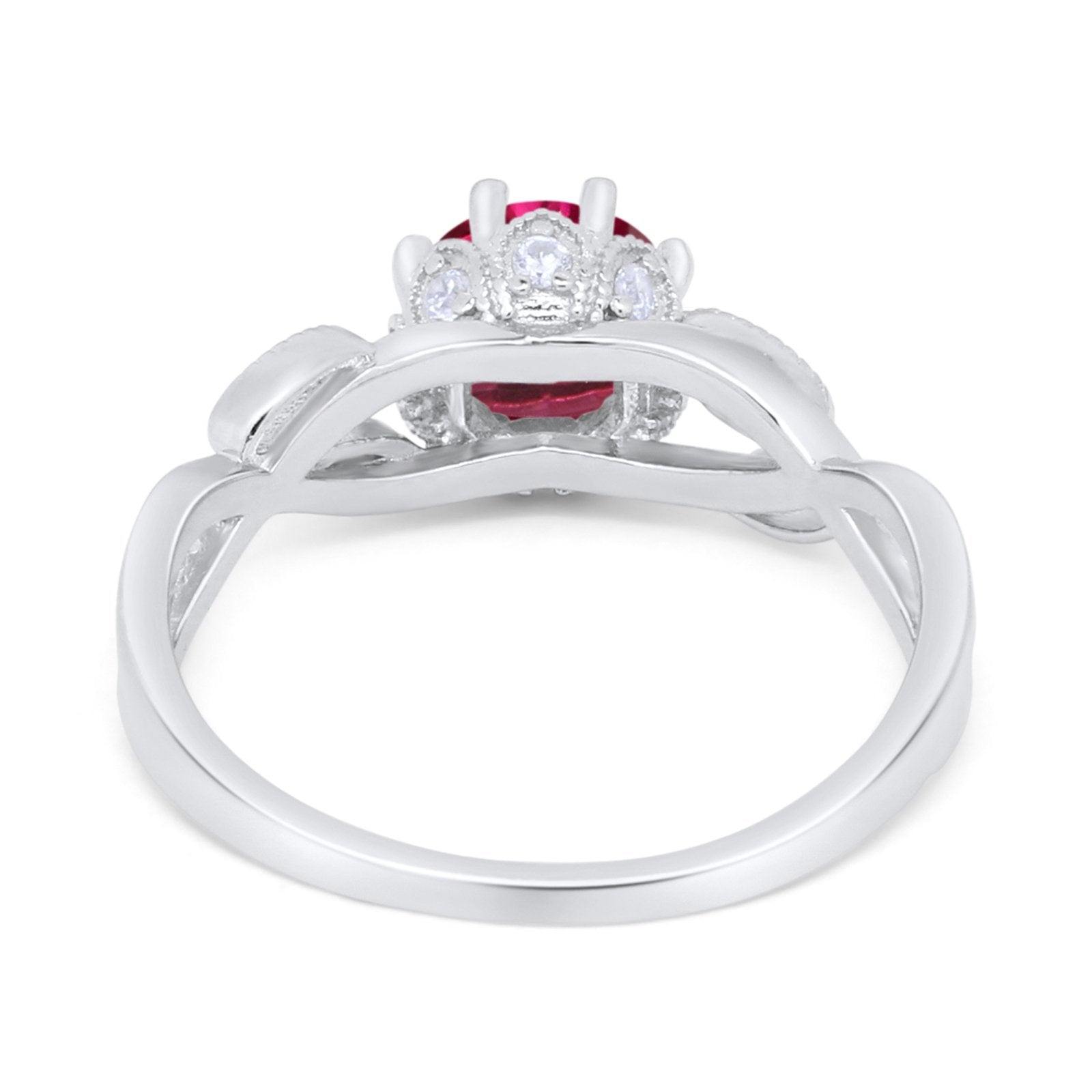 Floral Infnity Shank Wedding Engaement Ring Round Cubic Zirconia 925 Sterling Silver