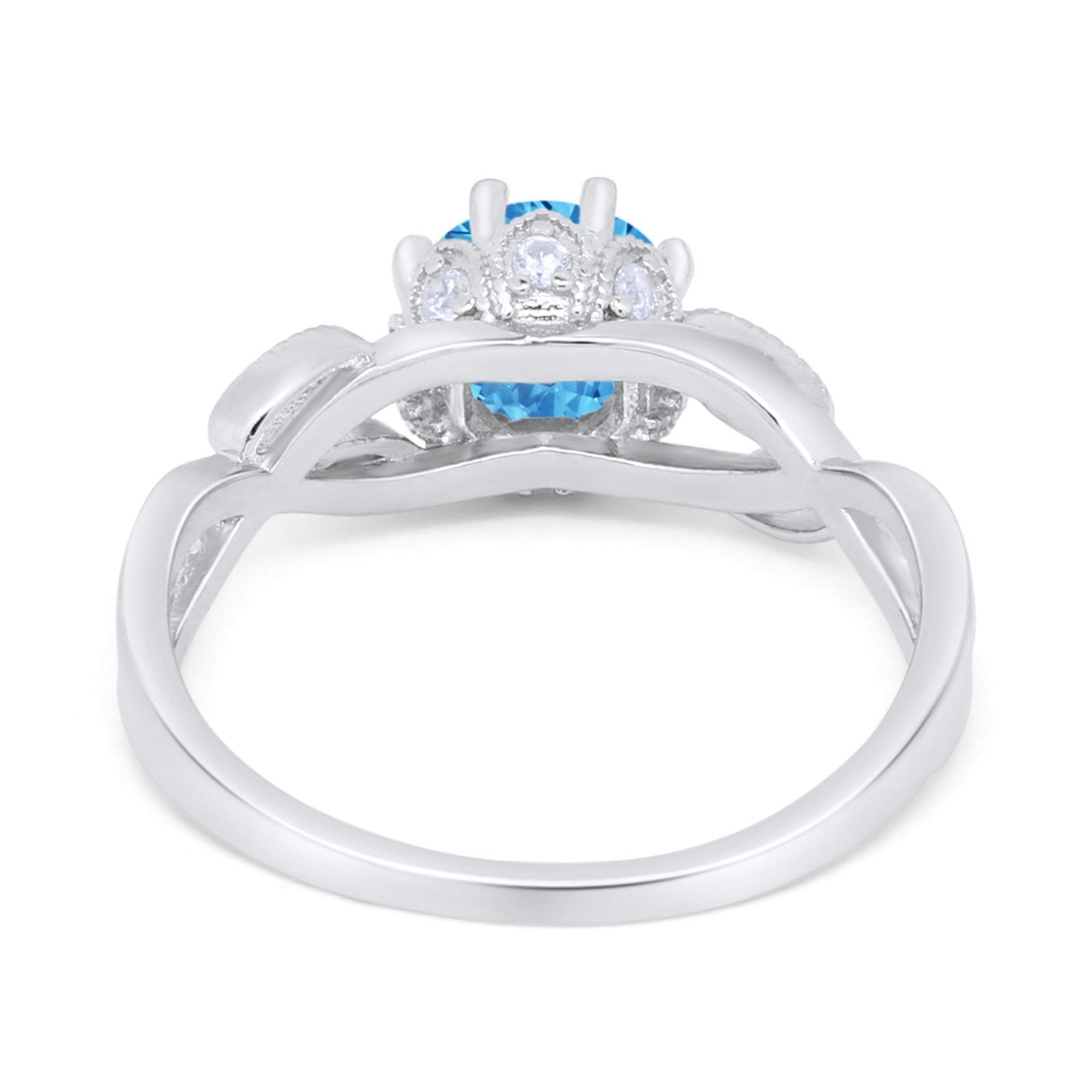 Floral Infnity Shank Wedding Engaement Ring Round Cubic Zirconia 925 Sterling Silver