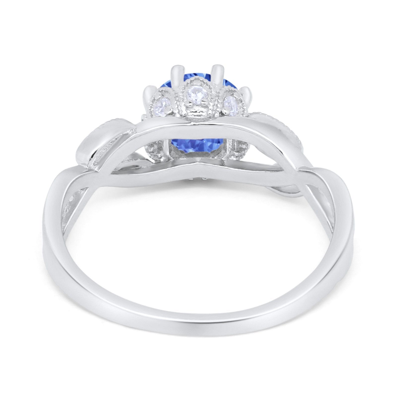 Floral Infnity Shank Wedding Engaement Ring Round Cubic Zirconia 925 Sterling Silver