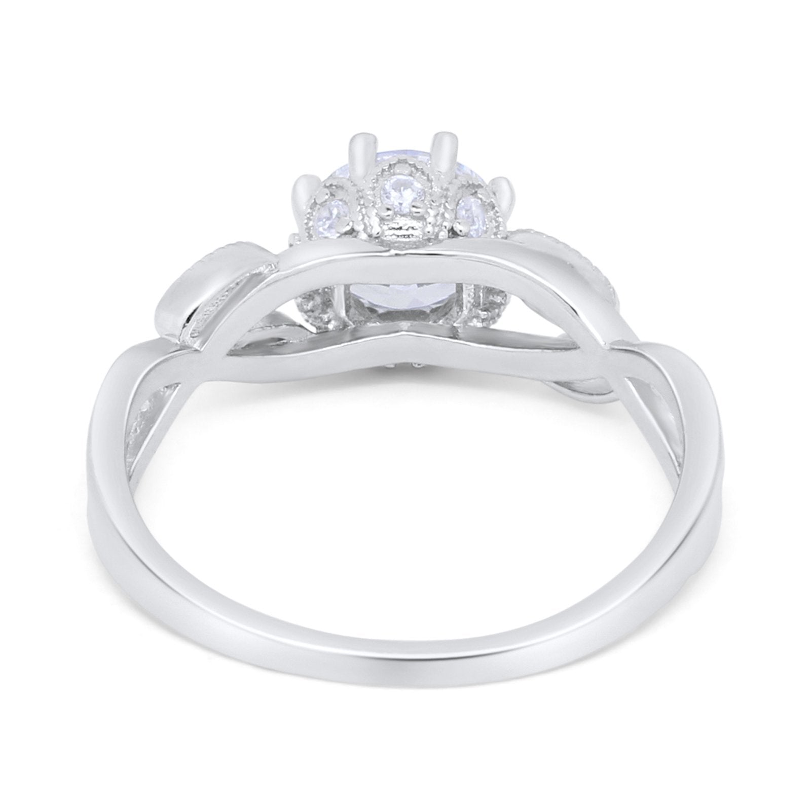Floral Infnity Shank Wedding Engaement Ring Round Cubic Zirconia 925 Sterling Silver