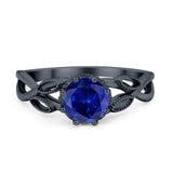 Floral Infnity Shank Engaement Ring Round Cubic Zirconia 925 Sterling Silver (7mm)
