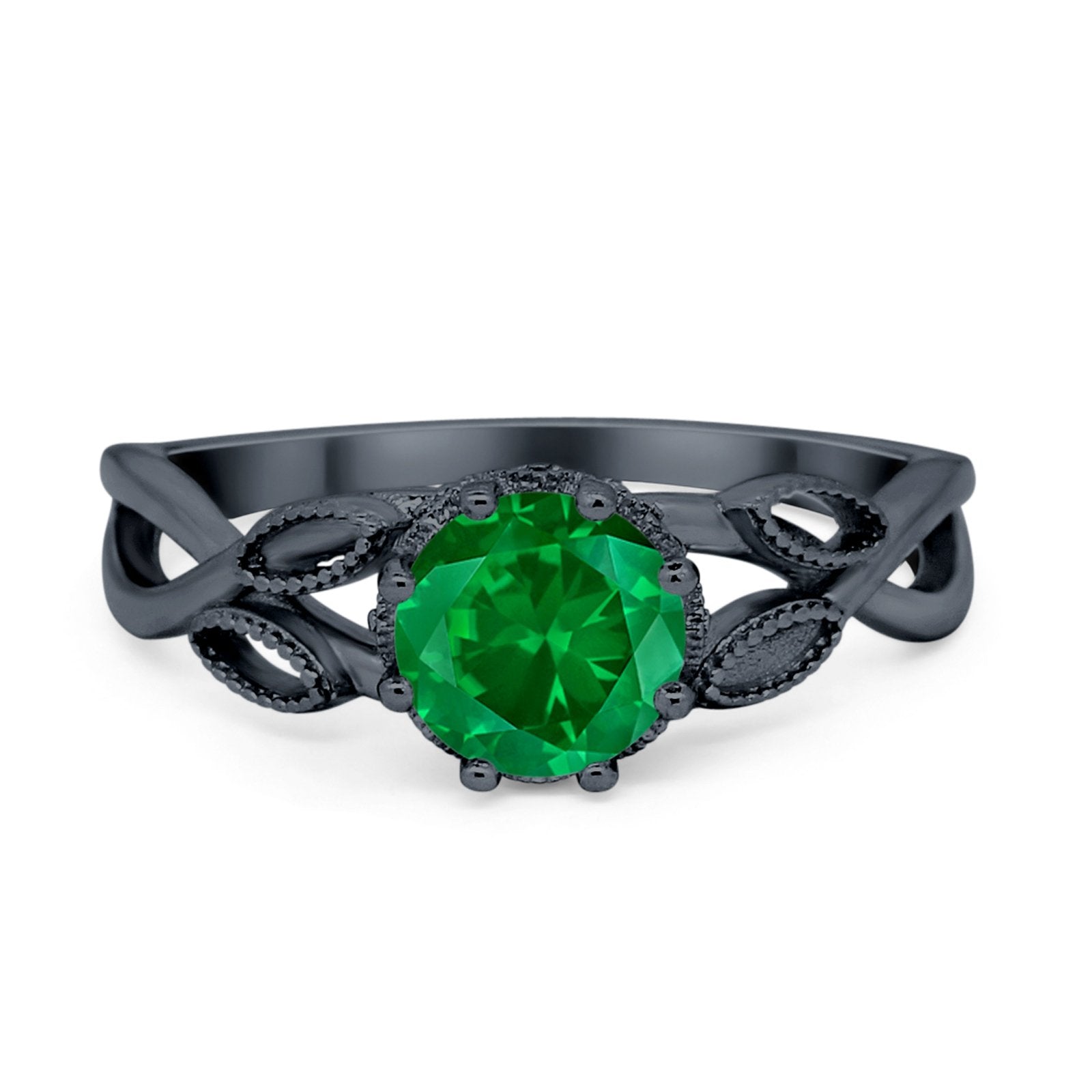 Floral Infnity Shank Engaement Ring Round Cubic Zirconia 925 Sterling Silver (7mm)