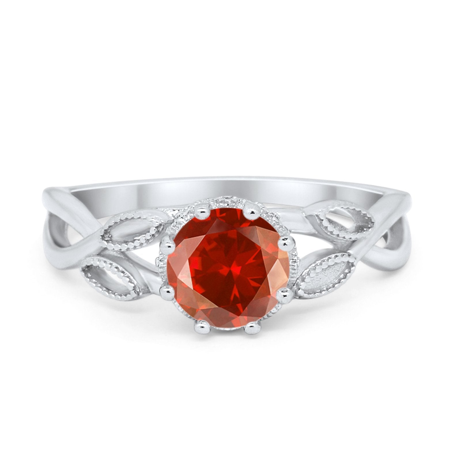 Floral Infnity Shank Wedding Engaement Ring Round Cubic Zirconia 925 Sterling Silver