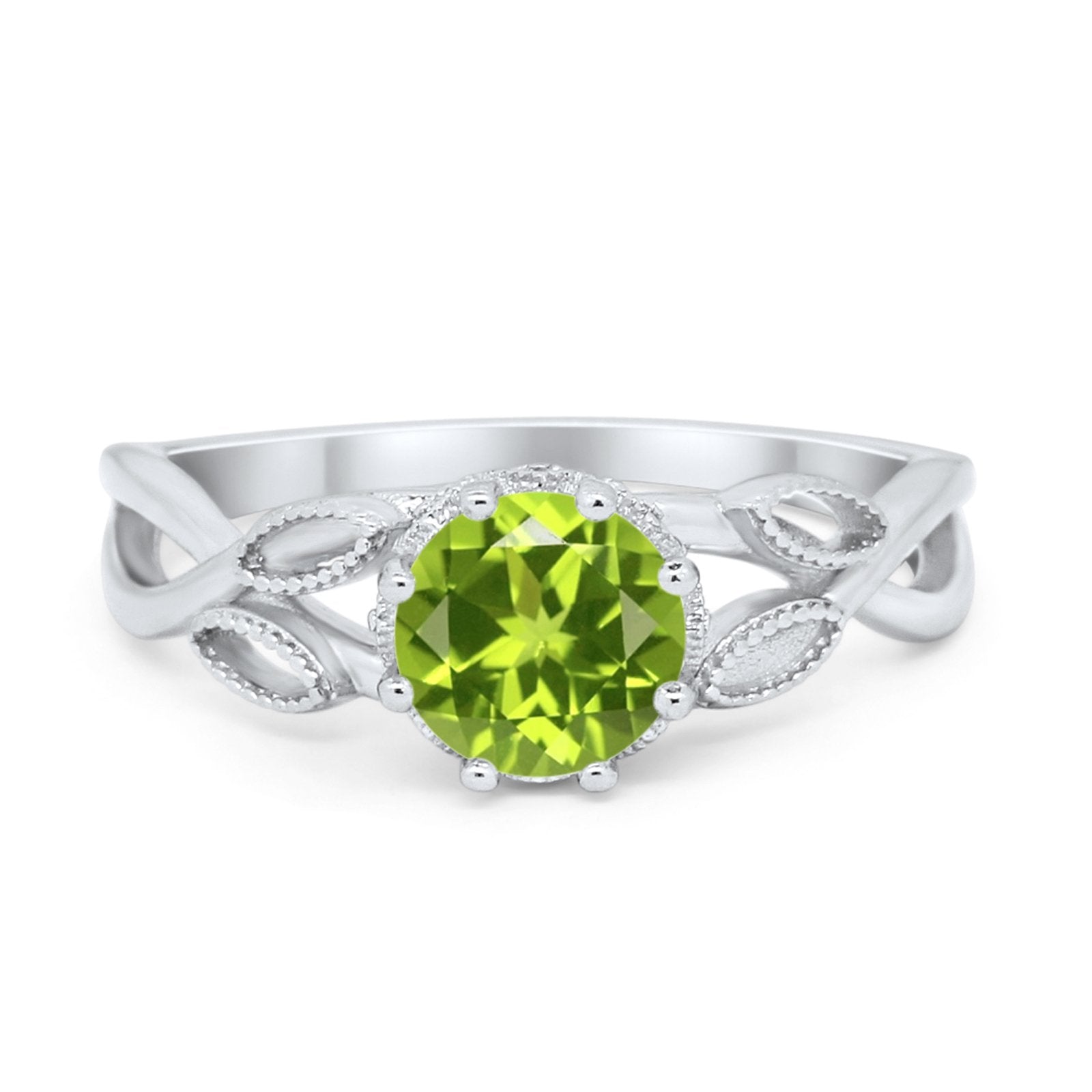 Floral Infnity Shank Wedding Engaement Ring Round Cubic Zirconia 925 Sterling Silver