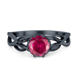 Floral Infnity Shank Engaement Ring Round Cubic Zirconia 925 Sterling Silver (7mm)