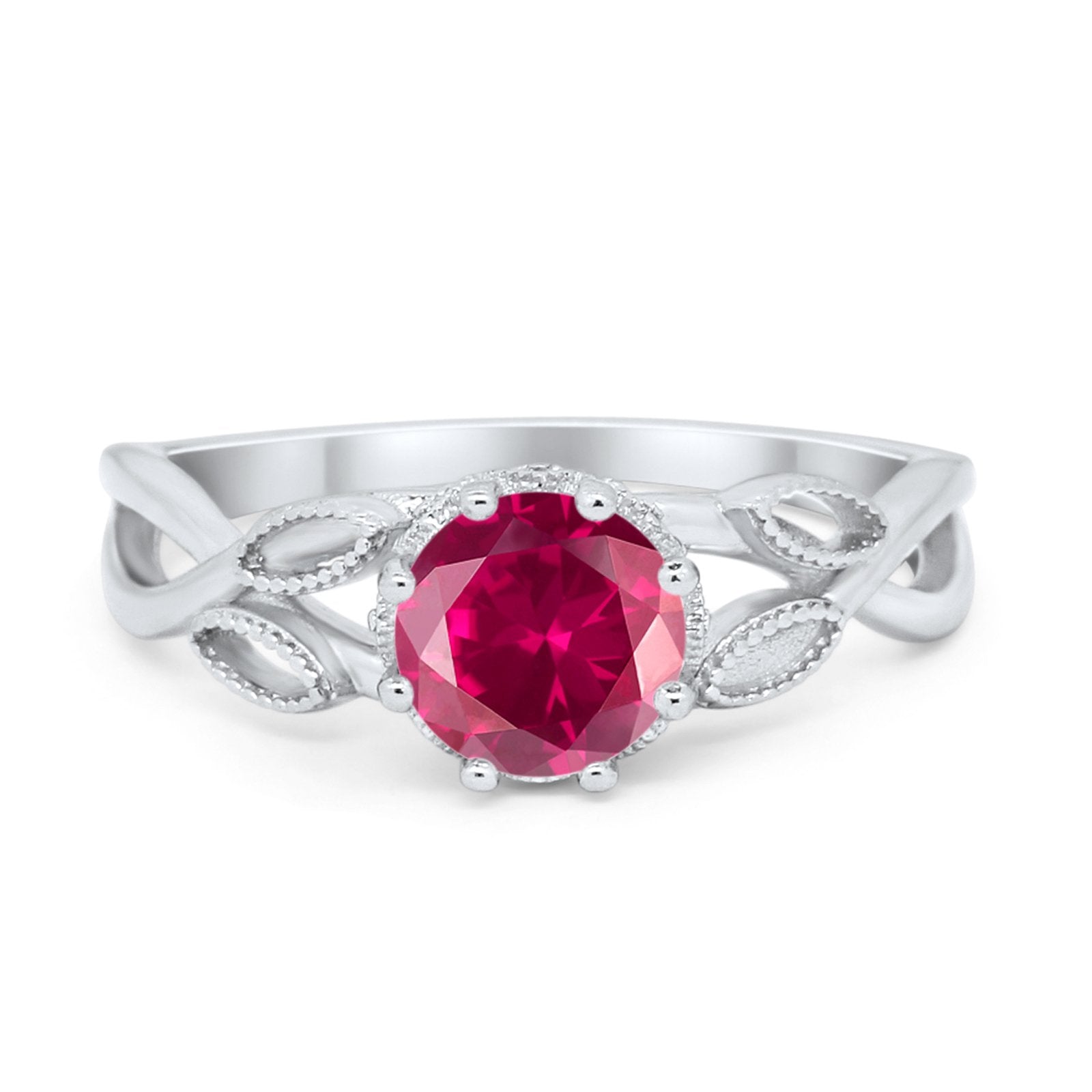 Floral Infnity Shank Wedding Engaement Ring Round Cubic Zirconia 925 Sterling Silver