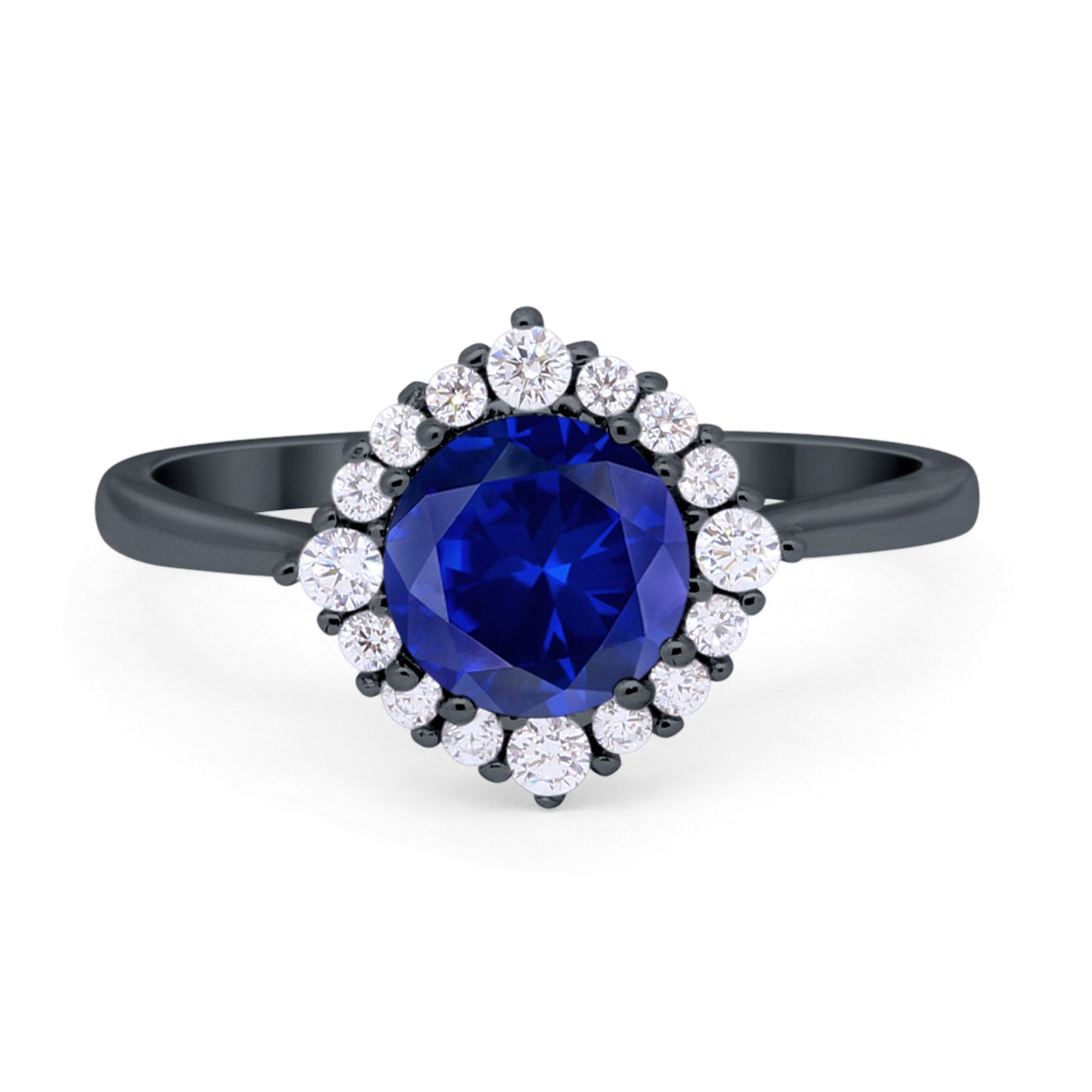 Floral Art Deco Wedding Engagement Bridal Ring Round Cubic Zirconia 925 Sterling Silver
