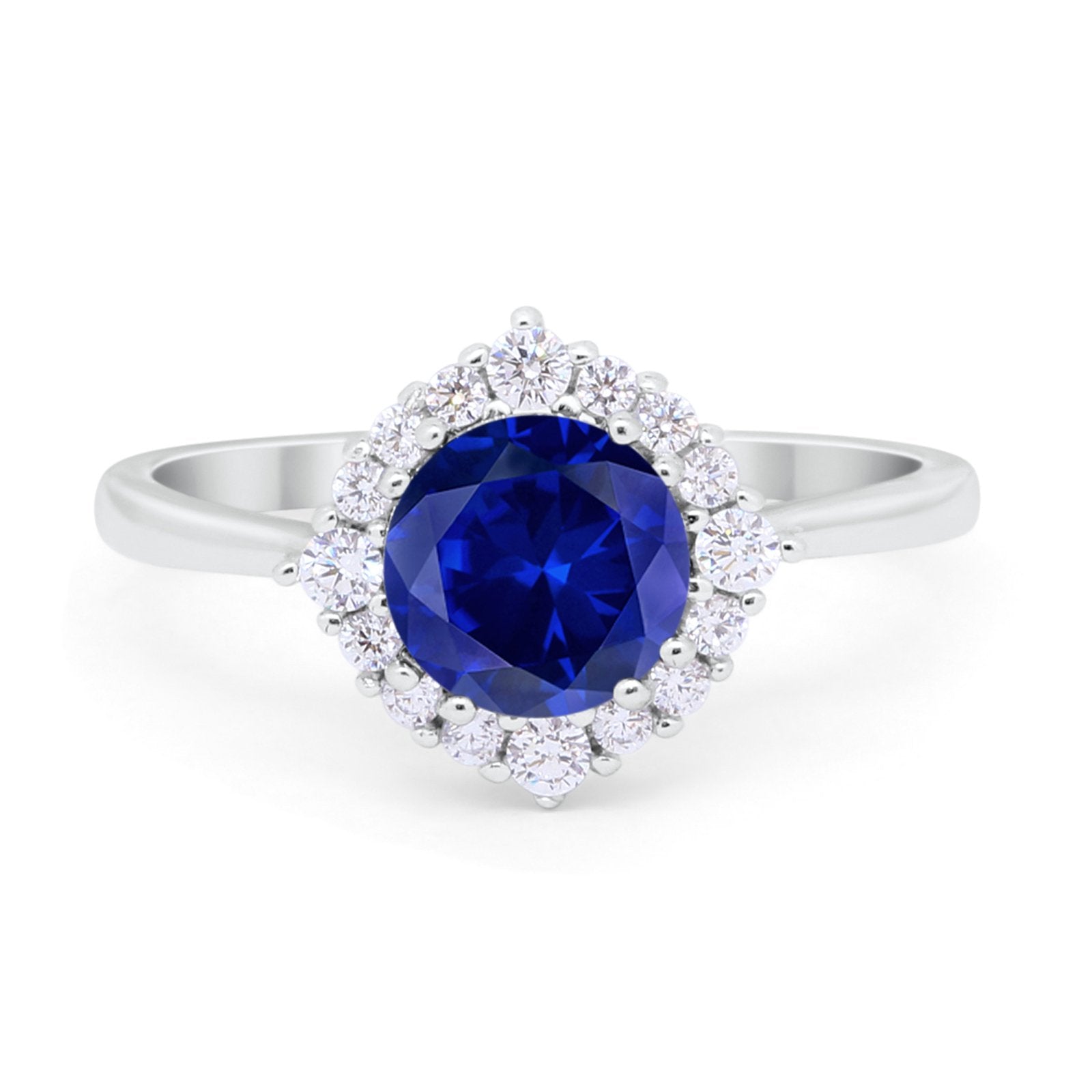 Floral Art Deco Wedding Engagement Bridal Ring Round Cubic Zirconia 925 Sterling Silver
