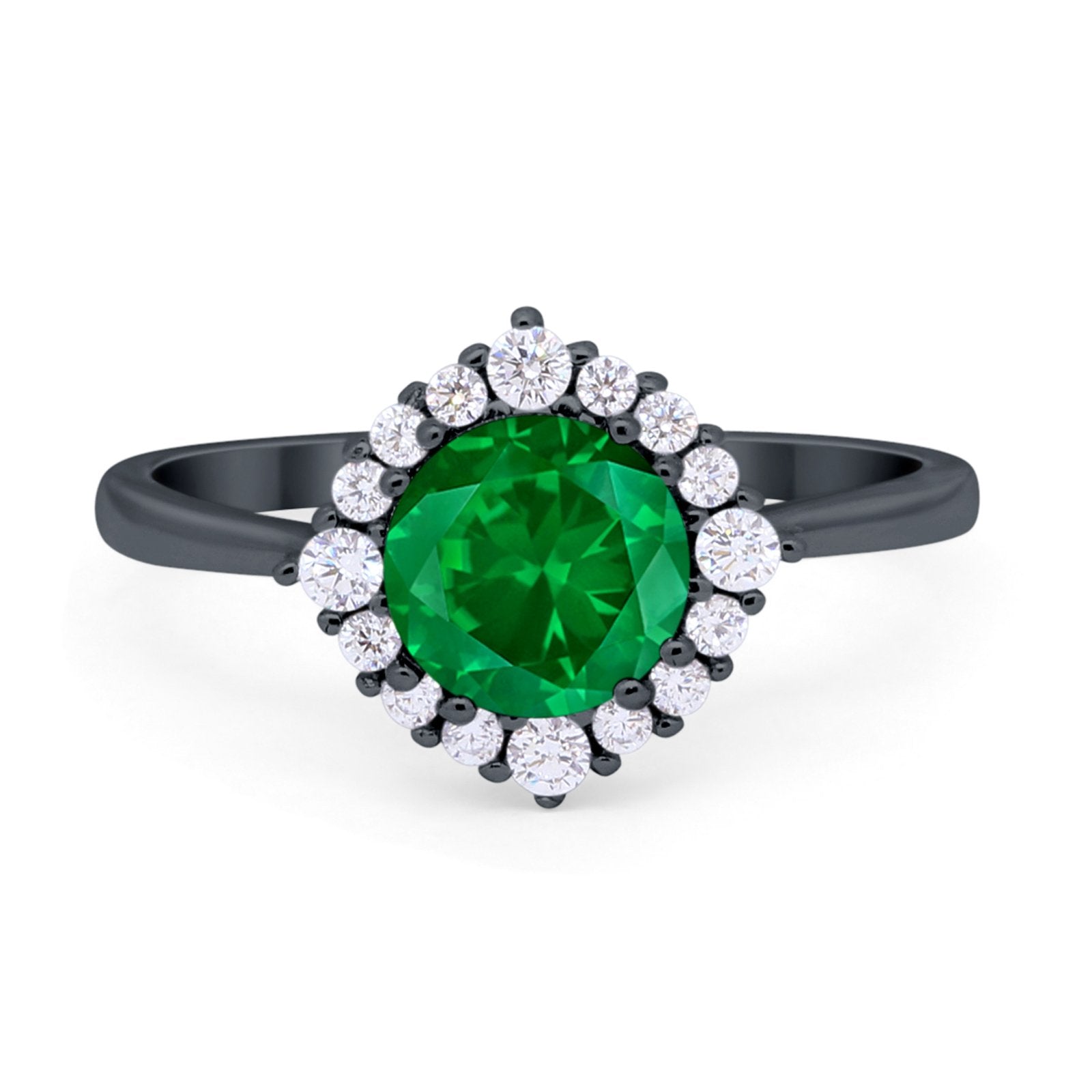 Floral Art Deco Wedding Engagement Bridal Ring Round Cubic Zirconia 925 Sterling Silver