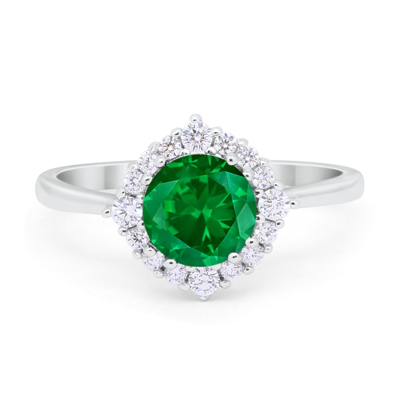 Floral Art Deco Wedding Engagement Bridal Ring Round Cubic Zirconia 925 Sterling Silver