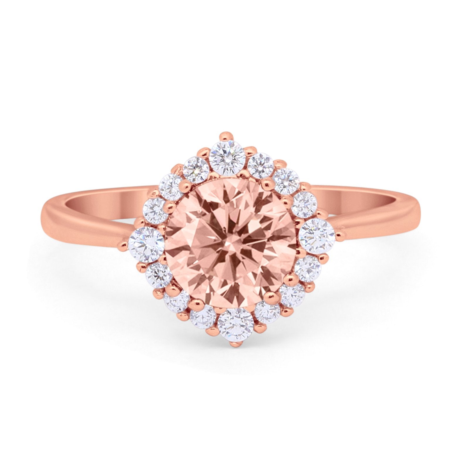 Floral Art Deco Wedding Engagement Bridal Ring Round Cubic Zirconia 925 Sterling Silver