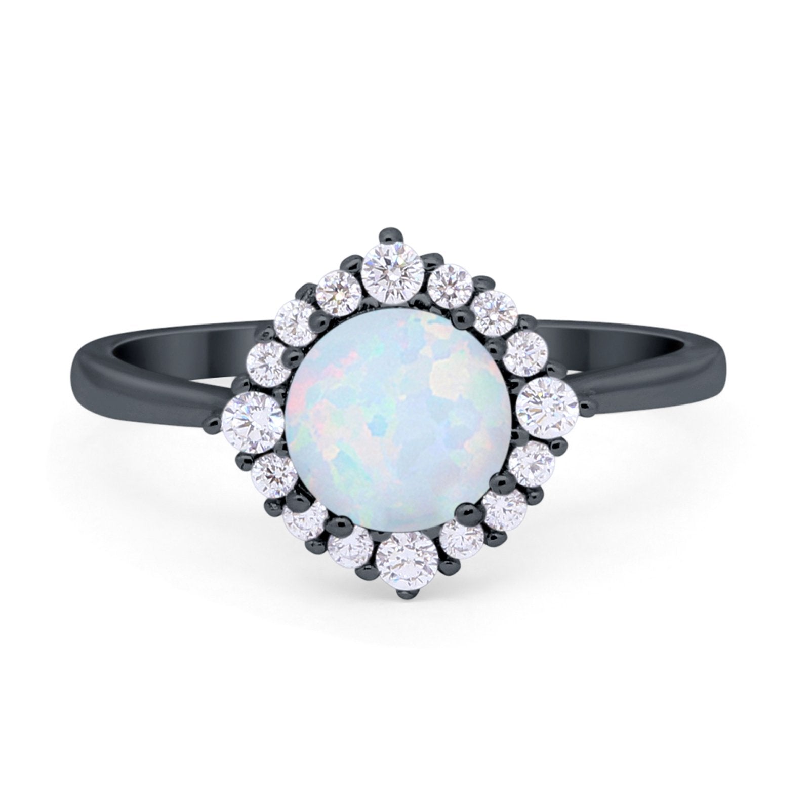 Floral Art Deco Wedding Engagement Bridal Ring Round Cubic Zirconia 925 Sterling Silver
