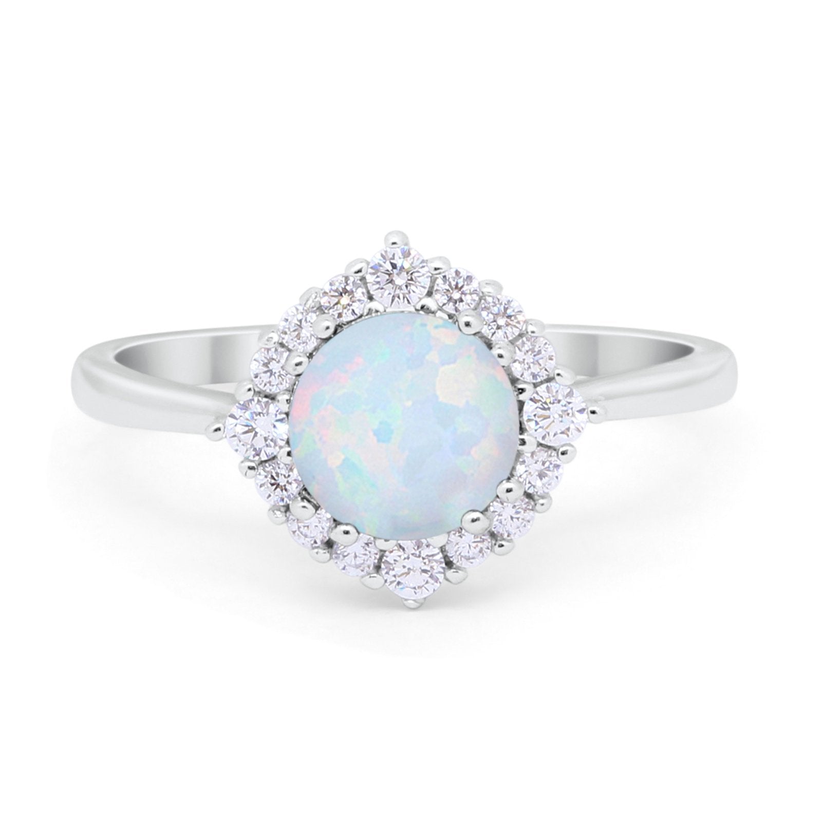 Floral Art Deco Wedding Engagement Bridal Ring Round Cubic Zirconia 925 Sterling Silver