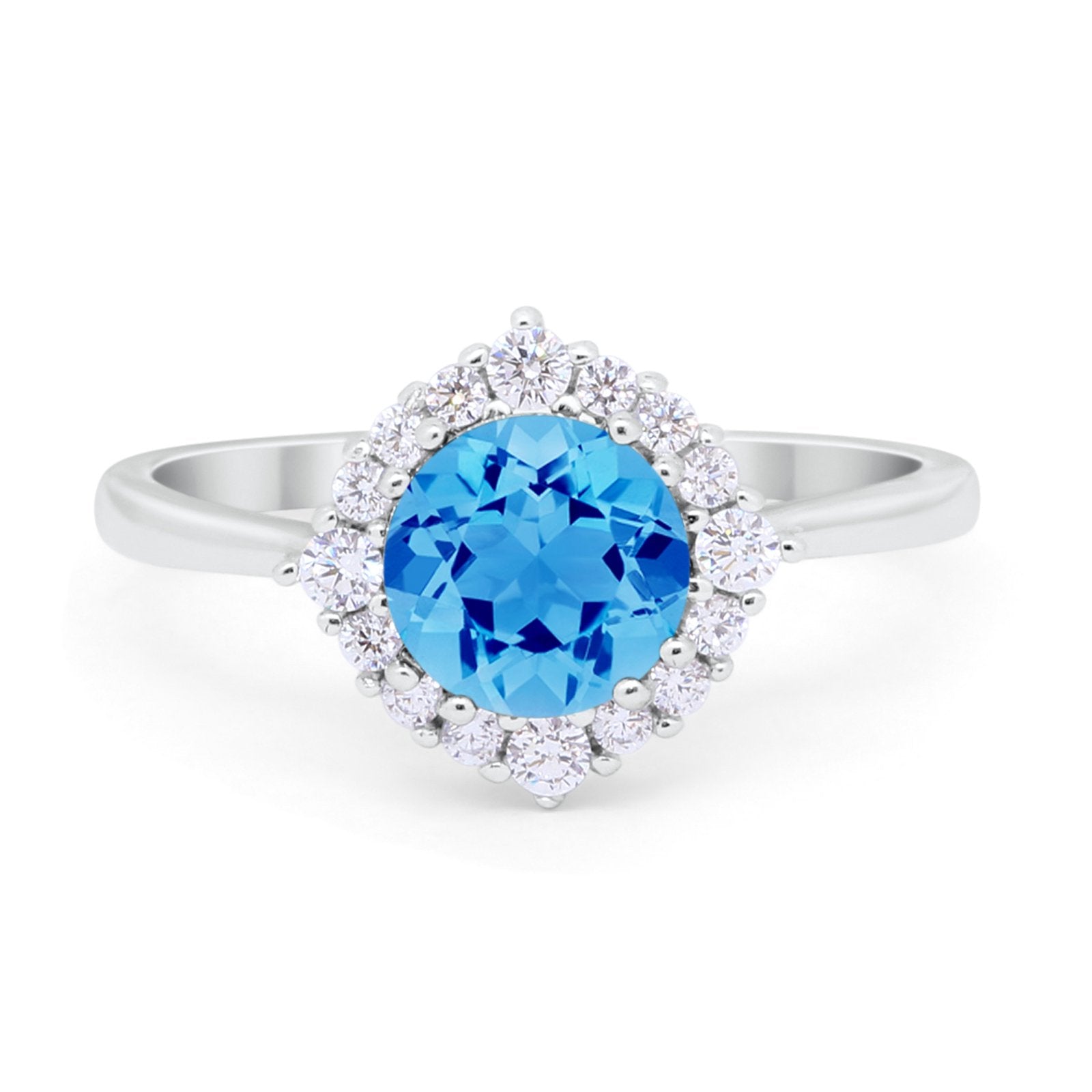 Floral Art Deco Wedding Engagement Bridal Ring Round Cubic Zirconia 925 Sterling Silver