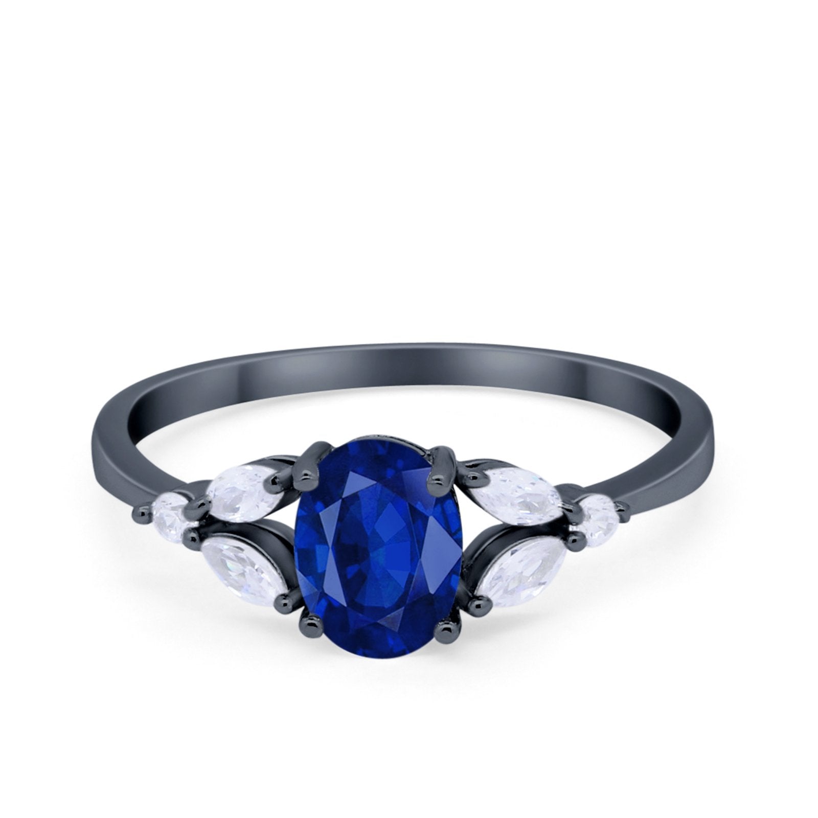 Oval Art Deco Wedding Engagement Ring Marquise Cubic Zirconia 925 Sterling Silver
