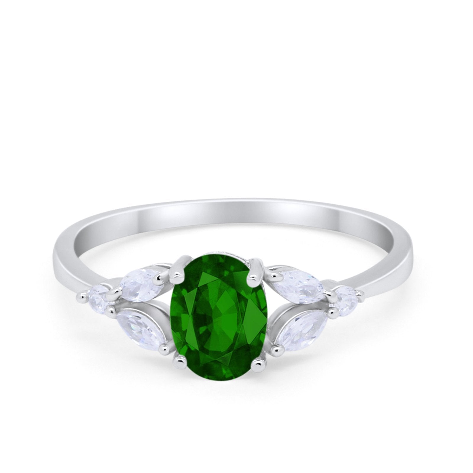 Oval Art Deco Wedding Engagement Ring Marquise Cubic Zirconia 925 Sterling Silver