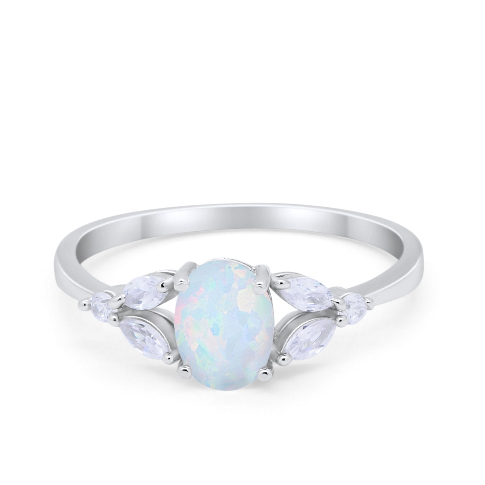 Oval Art Deco Wedding Engagement Ring Marquise Cubic Zirconia 925 Sterling Silver