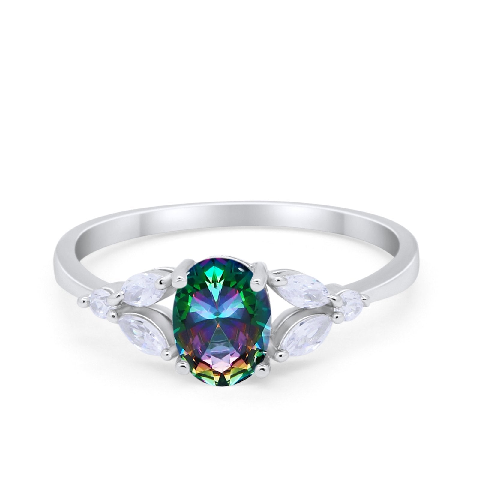 Oval Art Deco Wedding Engagement Ring Marquise Cubic Zirconia 925 Sterling Silver