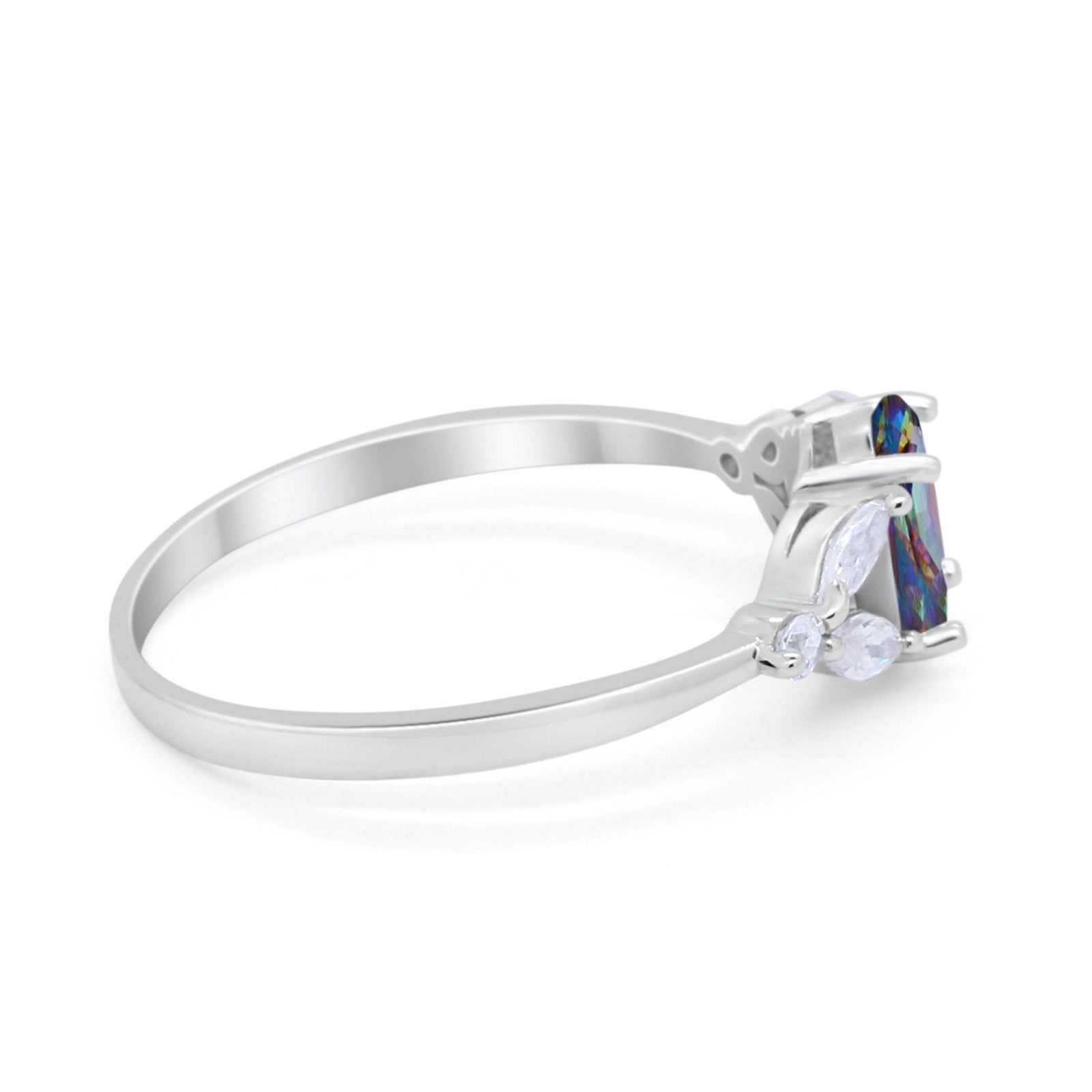 Oval Art Deco Wedding Engagement Ring Marquise Cubic Zirconia 925 Sterling Silver