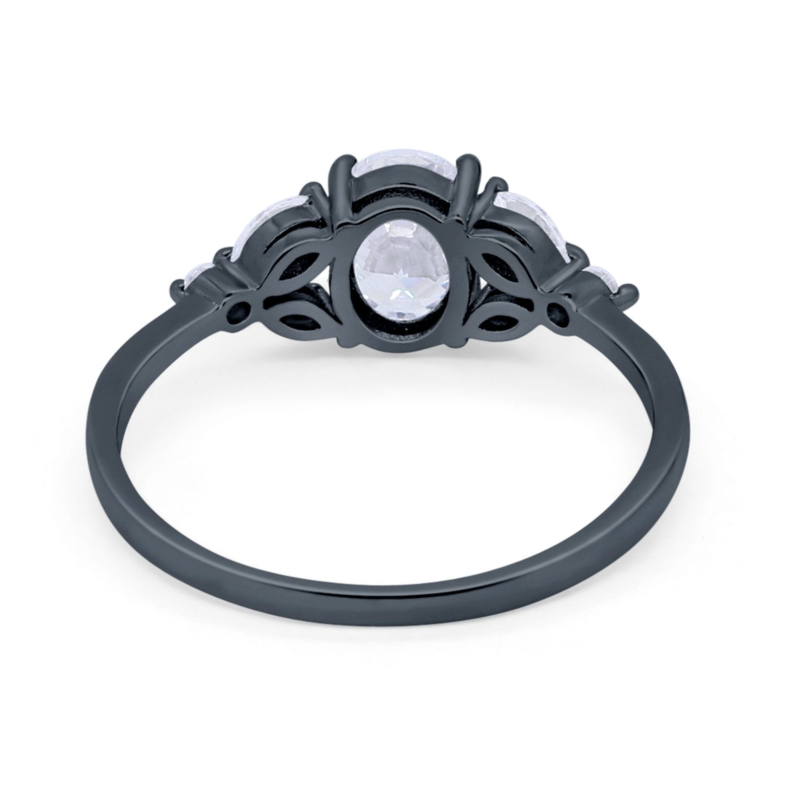Oval Art Deco Wedding Engagement Ring Marquise Cubic Zirconia 925 Sterling Silver