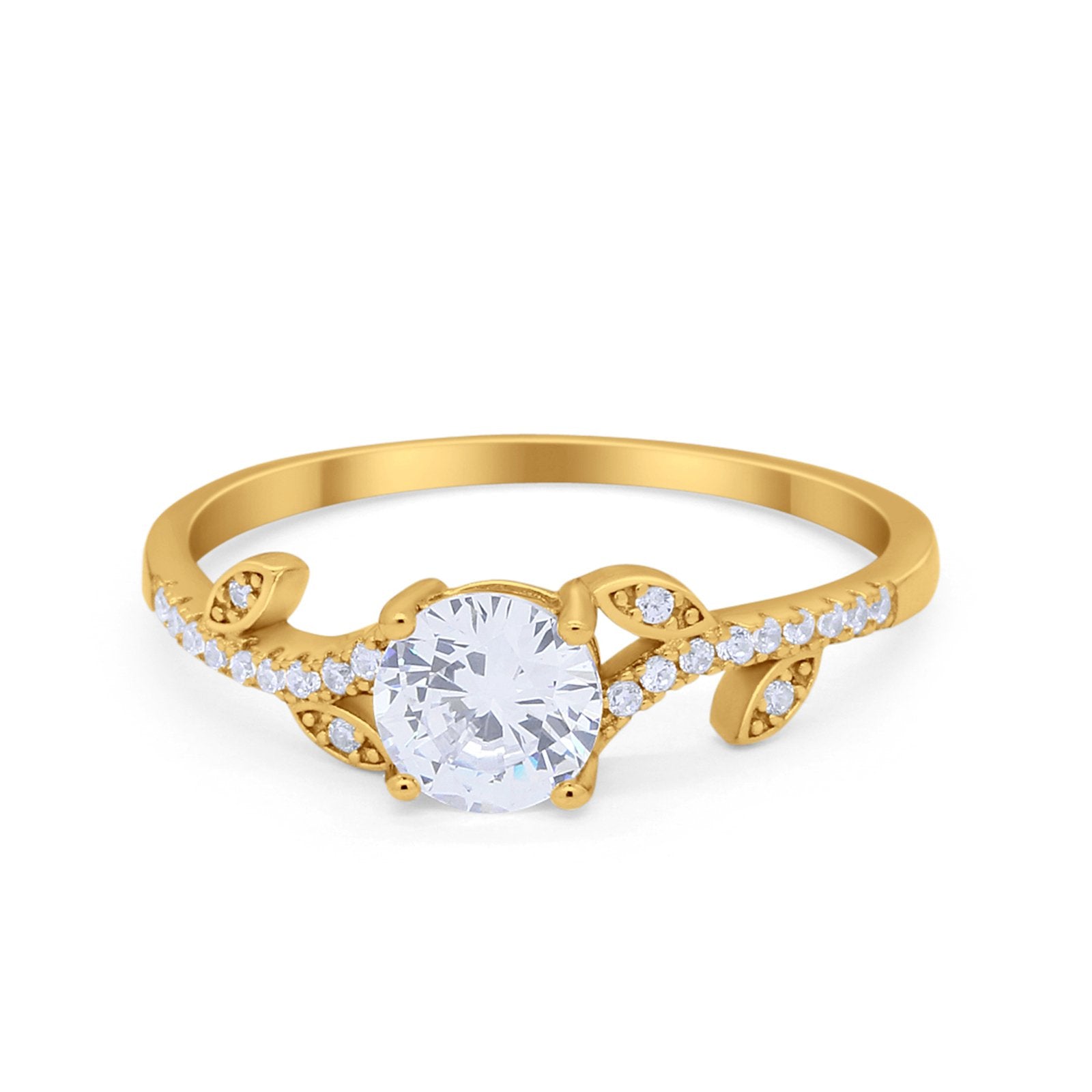 Floral Art Deco Wedding Engagement Bridal Ring Round Cubic Zirconia 925 Sterling Silver
