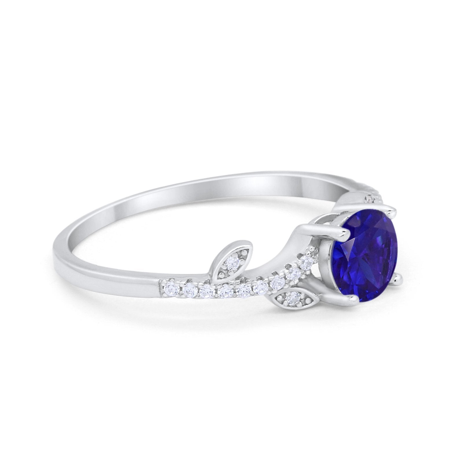 Floral Art Deco Wedding Engagement Bridal Ring Round Cubic Zirconia 925 Sterling Silver