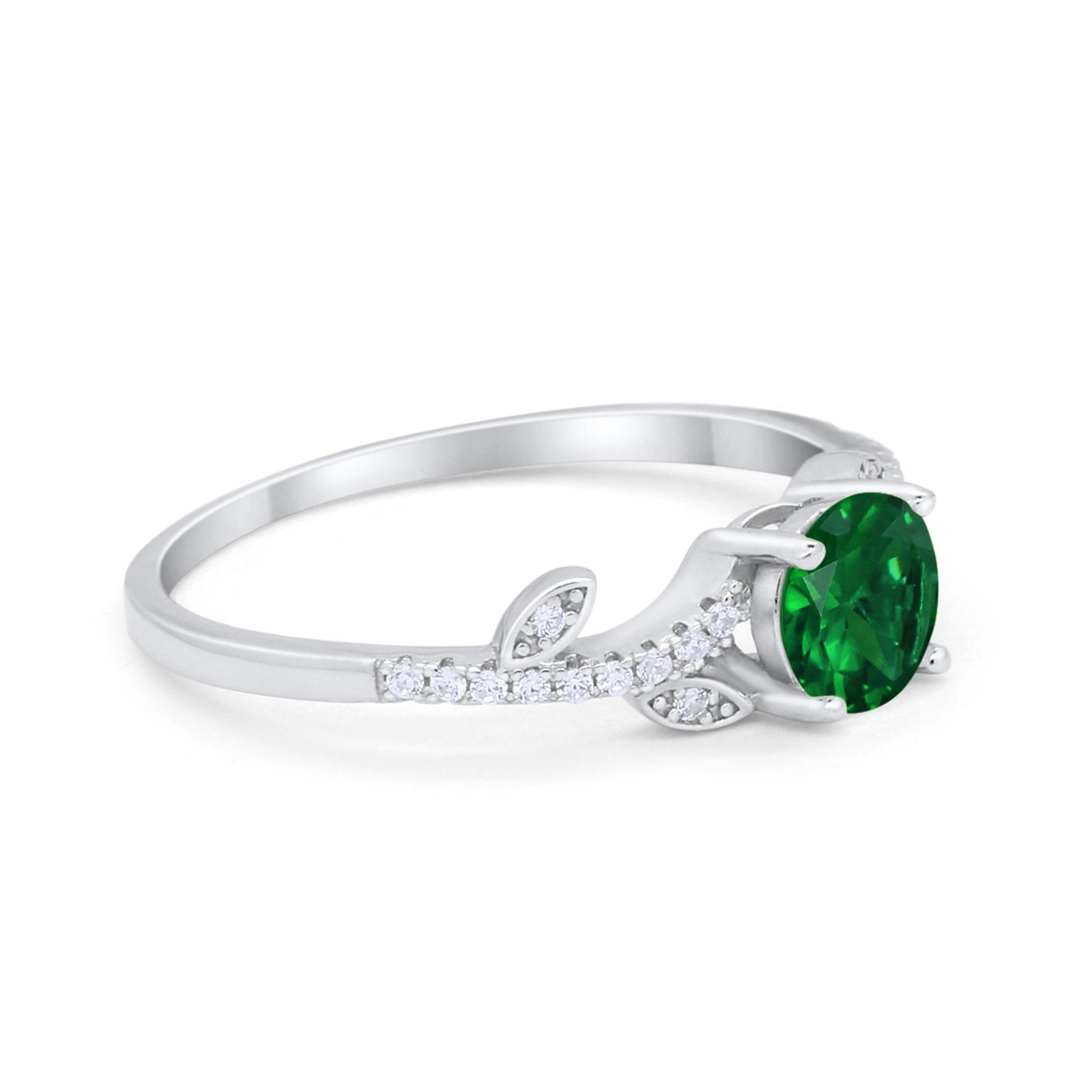 Floral Art Deco Wedding Engagement Bridal Ring Round Cubic Zirconia 925 Sterling Silver