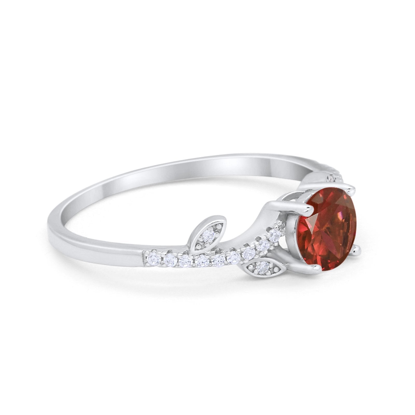 Floral Art Deco Wedding Engagement Bridal Ring Round Cubic Zirconia 925 Sterling Silver