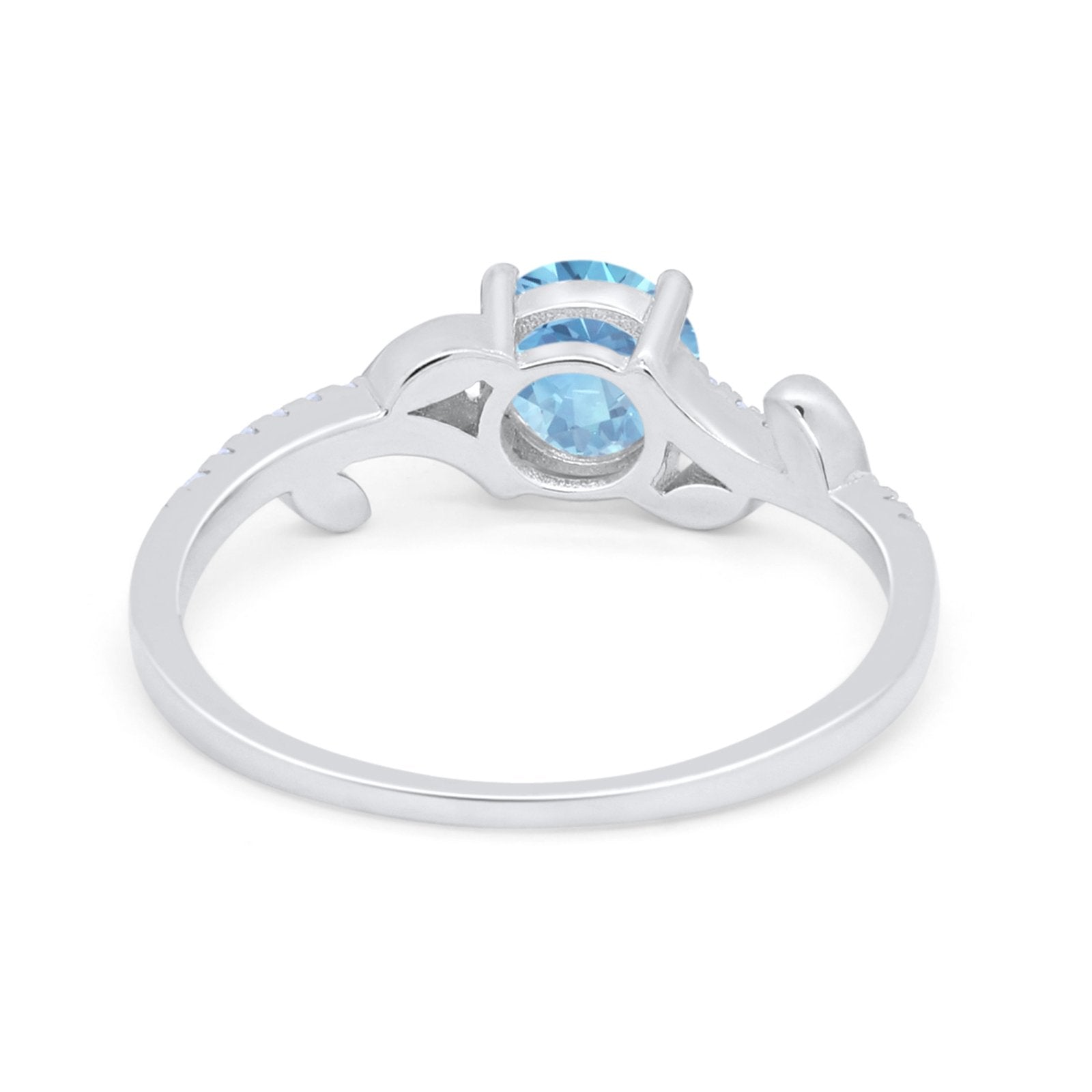 Floral Art Deco Wedding Engagement Bridal Ring Round Cubic Zirconia 925 Sterling Silver