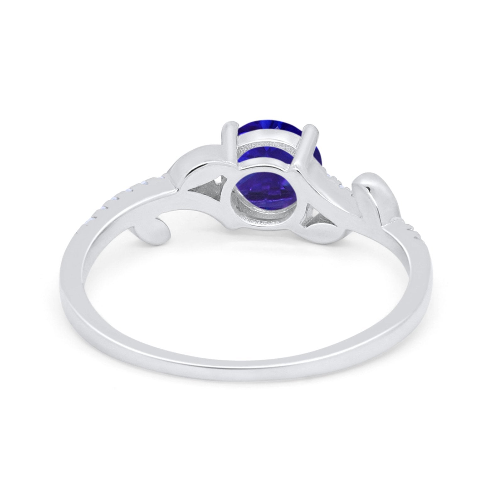 Floral Art Deco Wedding Engagement Bridal Ring Round Cubic Zirconia 925 Sterling Silver